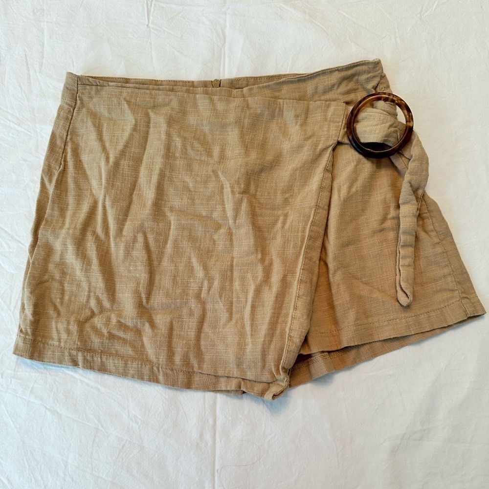 Hot Kiss Skort Tan Linen-Look Cotton Juniors Size 3